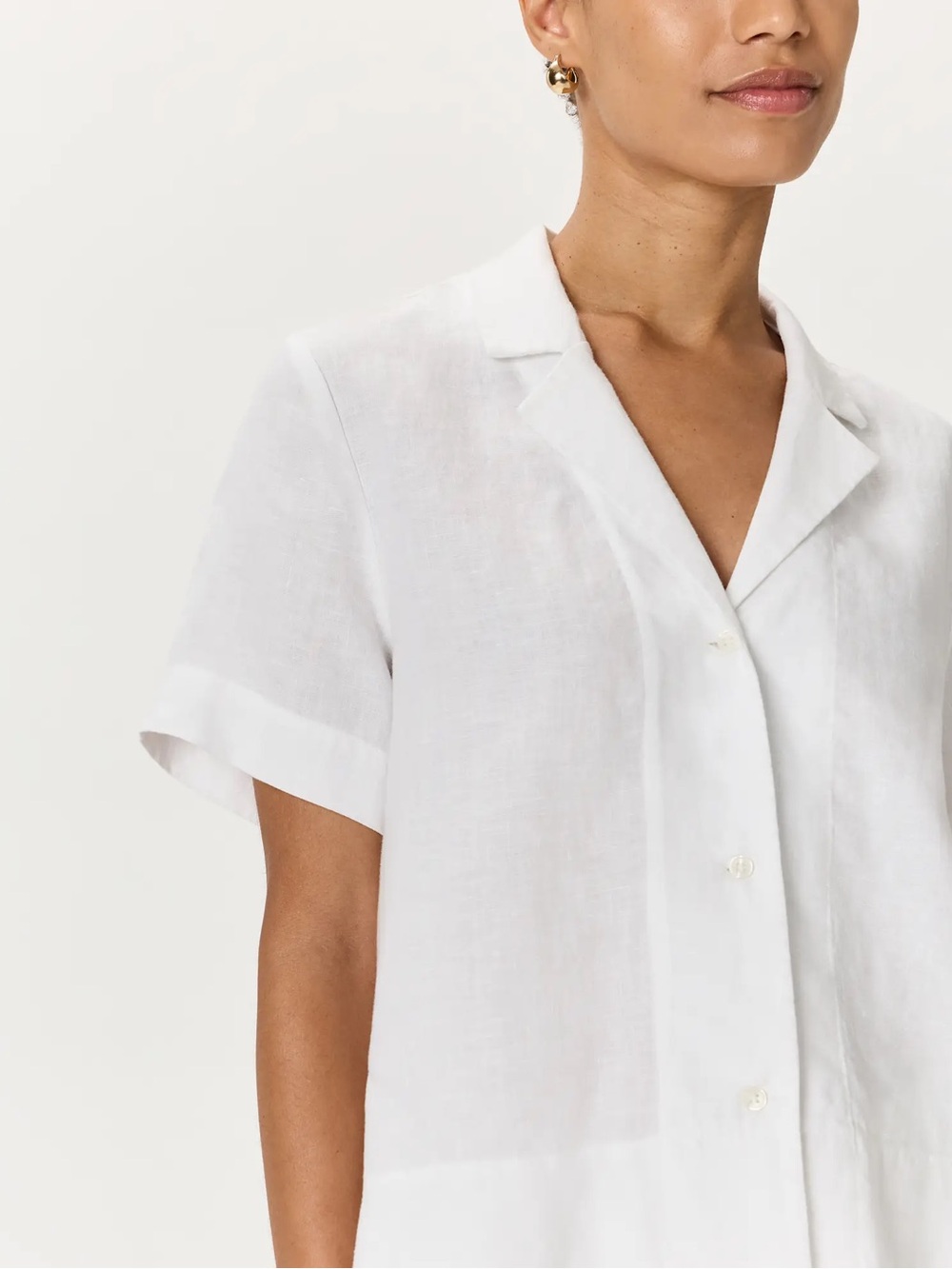 Quince White Linen Short-Sleeve Button-Up Shirt - Picture 2 of 9